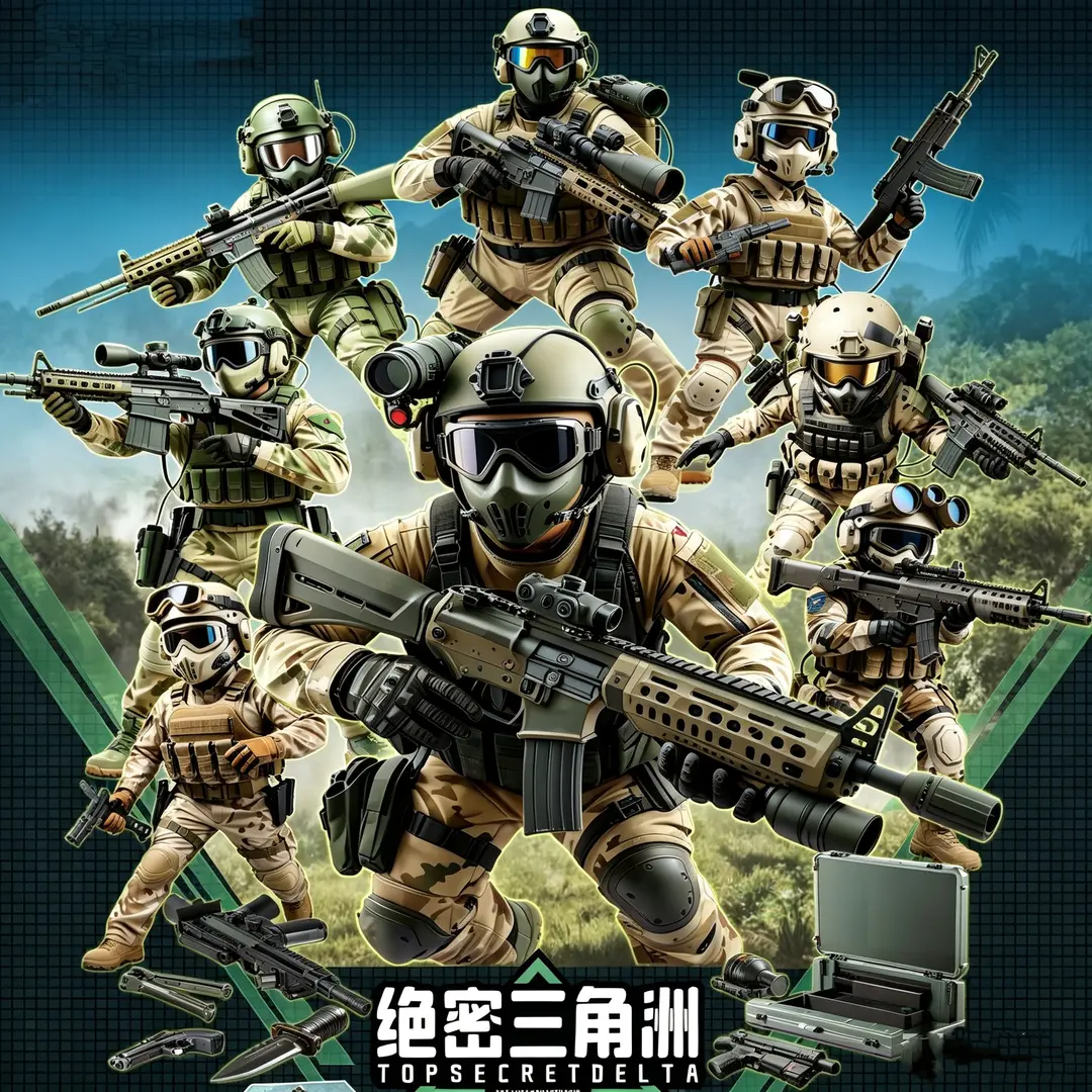 2026爆款军事人仔三角洲战线积木配武器拼装男孩幼儿园礼品玩具