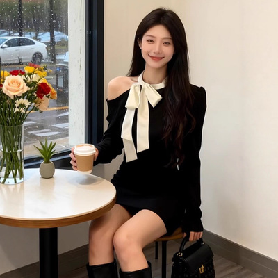 秋冬黑色显瘦性感包臀连衣裙