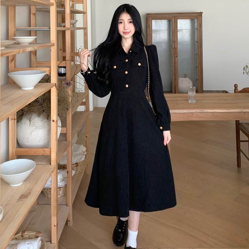 法式赫本风连衣裙小黑裙