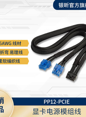 银欣 PP12 显卡CPU电源模组线/支持12针/2x 8pin转12pin电源线