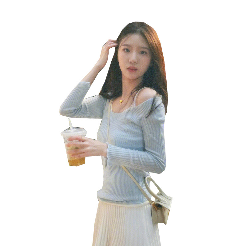 FAKE TWO-PIECE KNITWEAR WOMENS AUTUMN 2023 NEW GENTLE WIND SOFT GLUTINOUS AND PURE DESIRE SLIM AND THIN BASE SHIRT