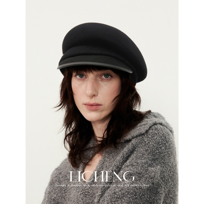 礼诚100%羊毛设计感短檐毛呢礼帽