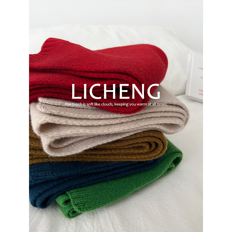 色系标杆100%羊毛针织小围巾送礼