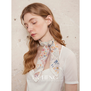 礼诚 莫奈花园100%桑蚕丝方巾女春夏高档老钱风提花围巾系脖丝巾