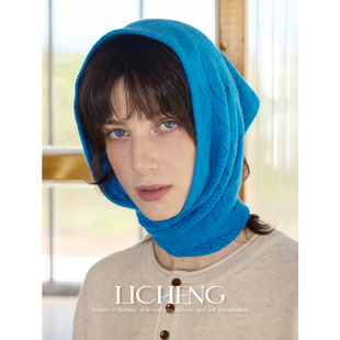 礼诚 原创复古绞花纯羊毛针织三角巾女秋冬保暖包头巾穿插小围巾