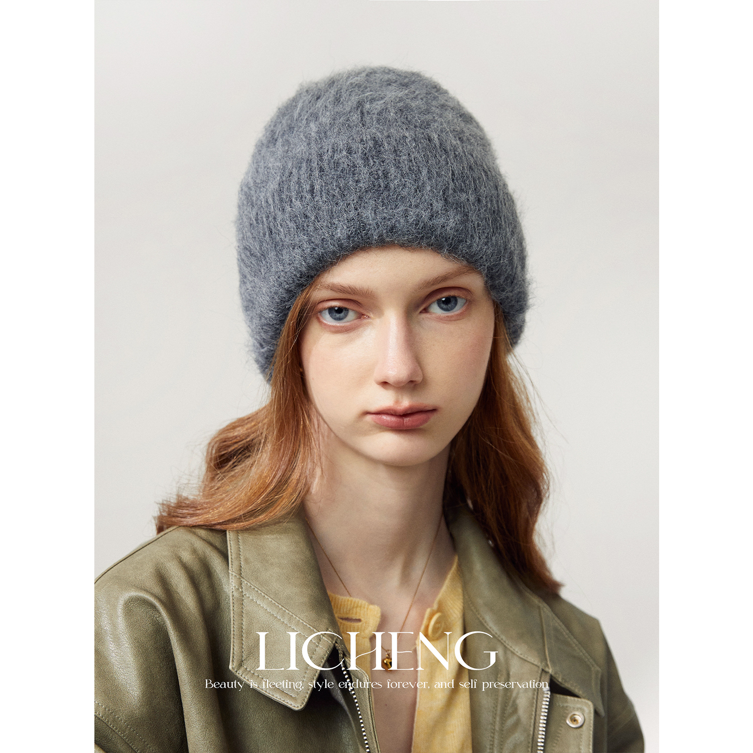 北欧小众羊驼毛手工拉毛针织帽子