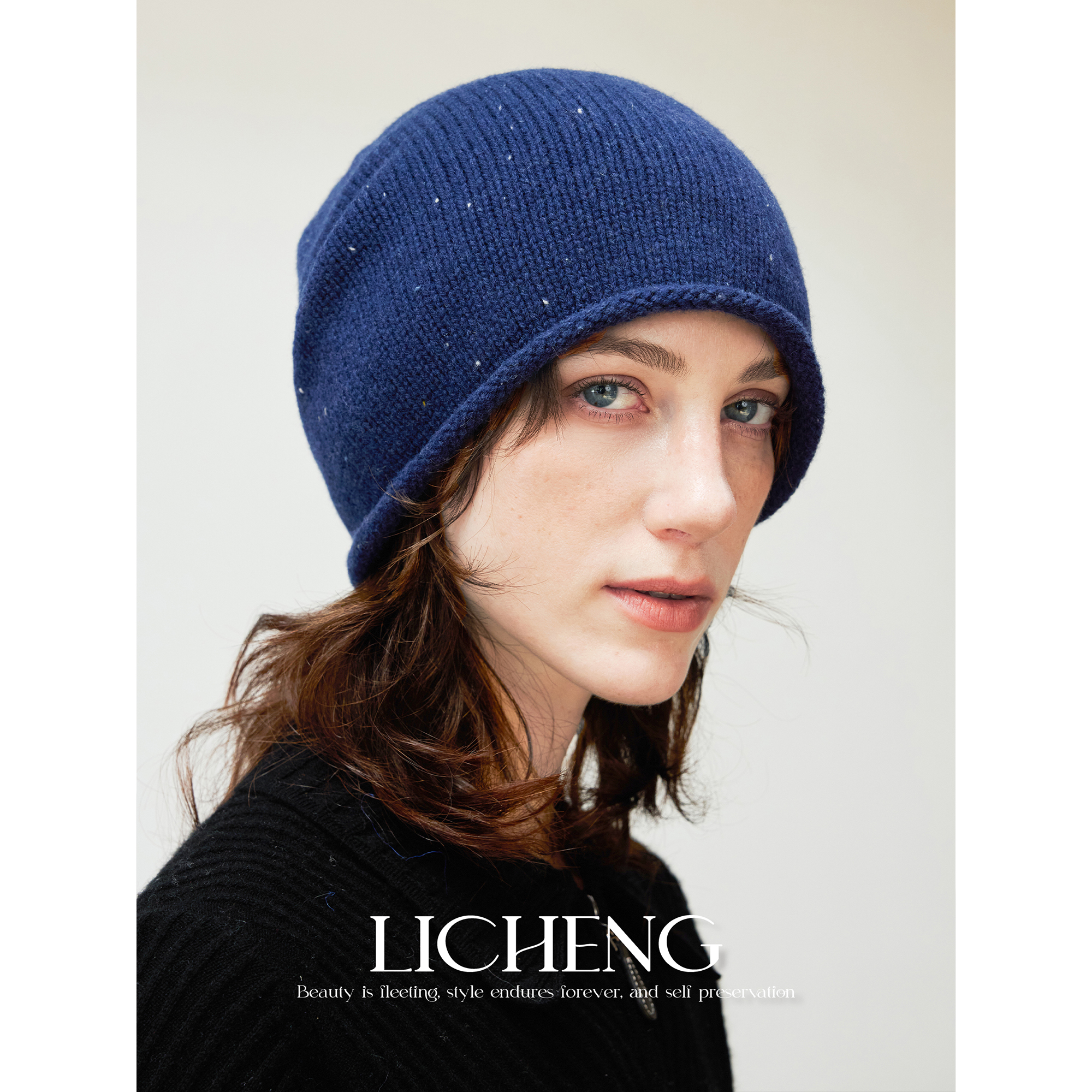 100%羊毛彩纱针织堆堆帽包头冷帽