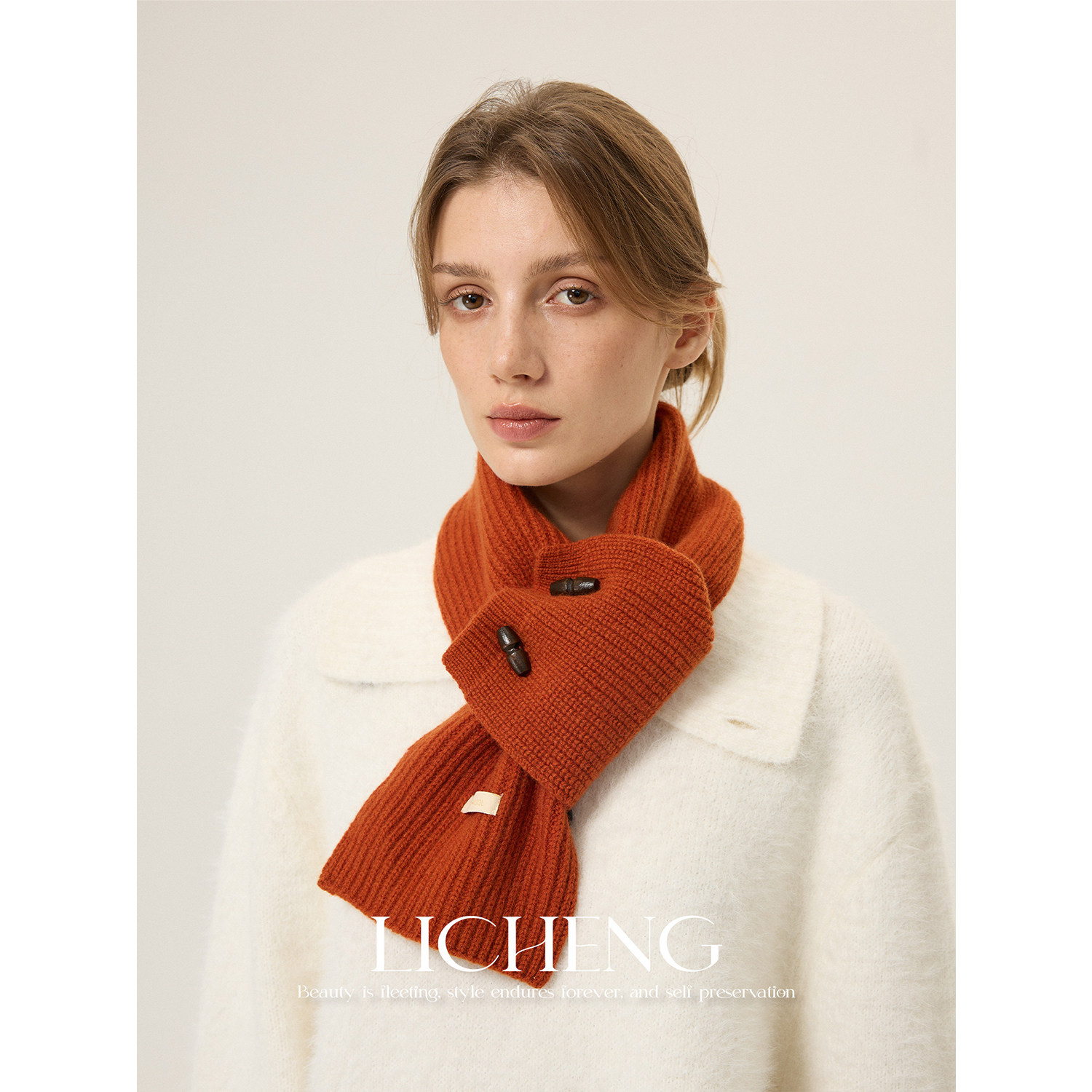 礼诚 复古牛角扣100%羊毛围巾女冬季韩版纯色百搭针织交叉围脖套,服饰配件/皮带/帽子/围巾,围巾/丝巾/披肩,淘宝优惠券,粉丝福利购,淘宝优惠卷