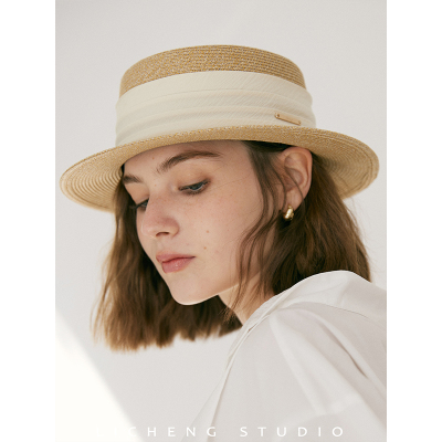 礼诚定制平顶草帽女夏季出游遮阳