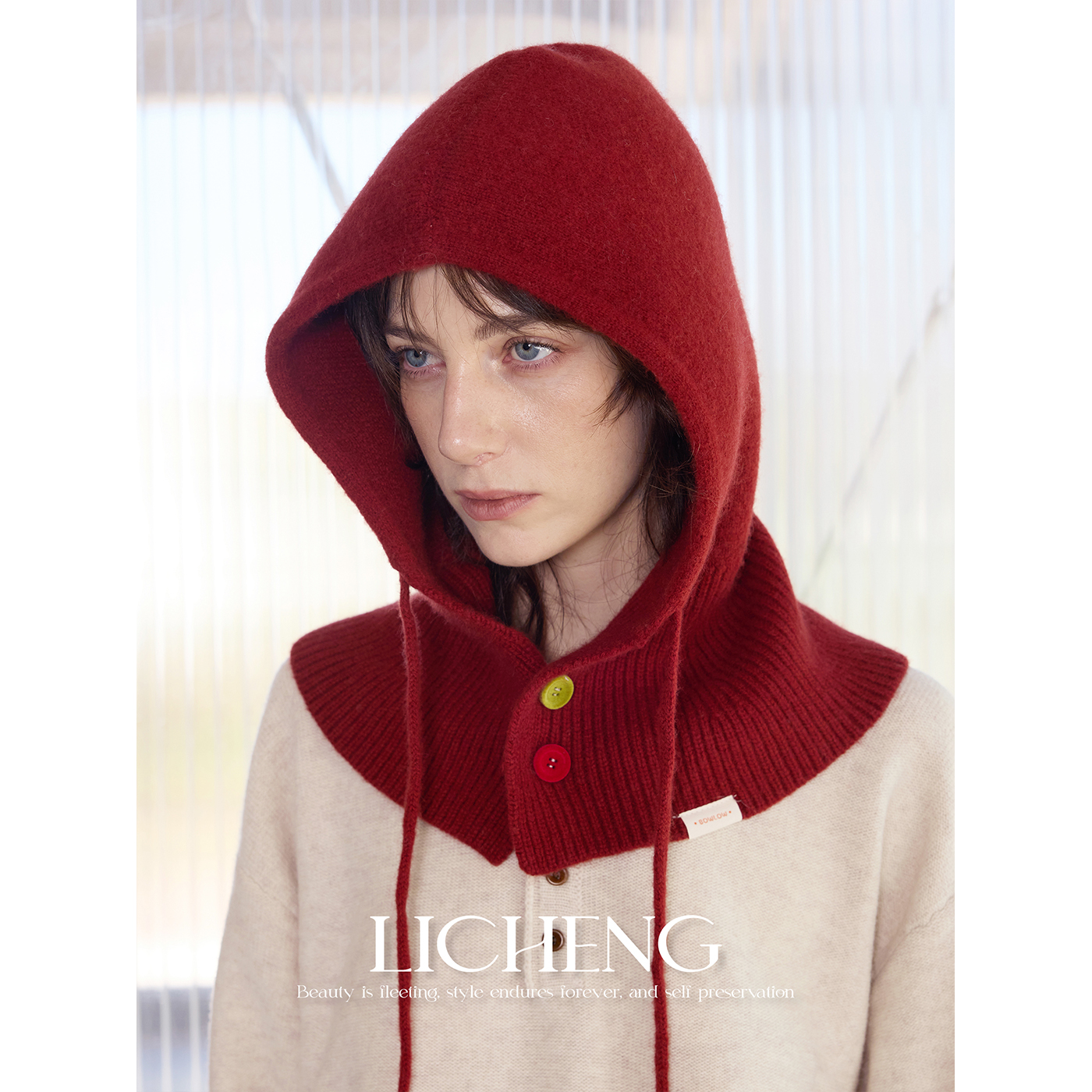 趣味彩扣100%羊毛巴拉克拉法帽子