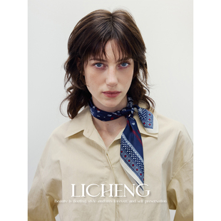 礼城 复古时髦腰果花真丝小丝巾女多戴法头巾桑蚕丝方巾系脖领巾