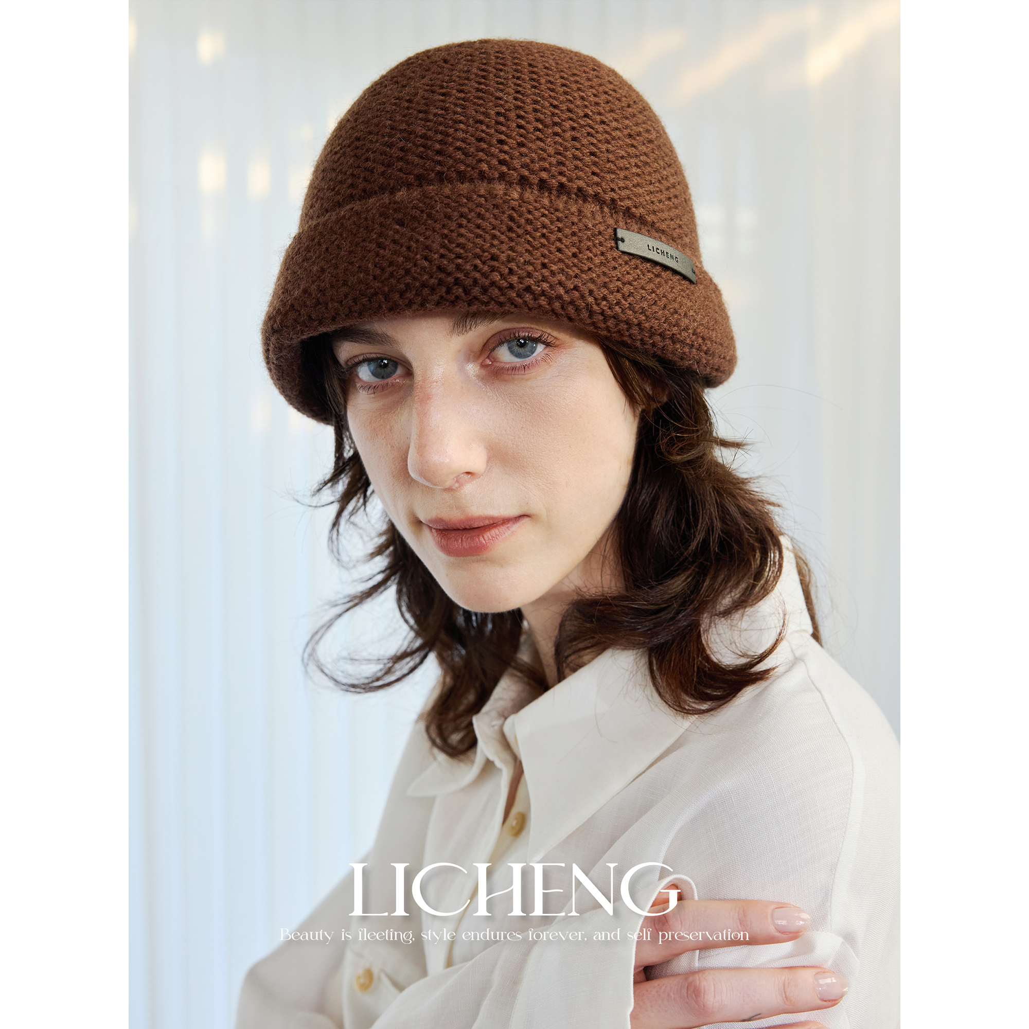 时髦宽翻边100%羊毛帽地主帽