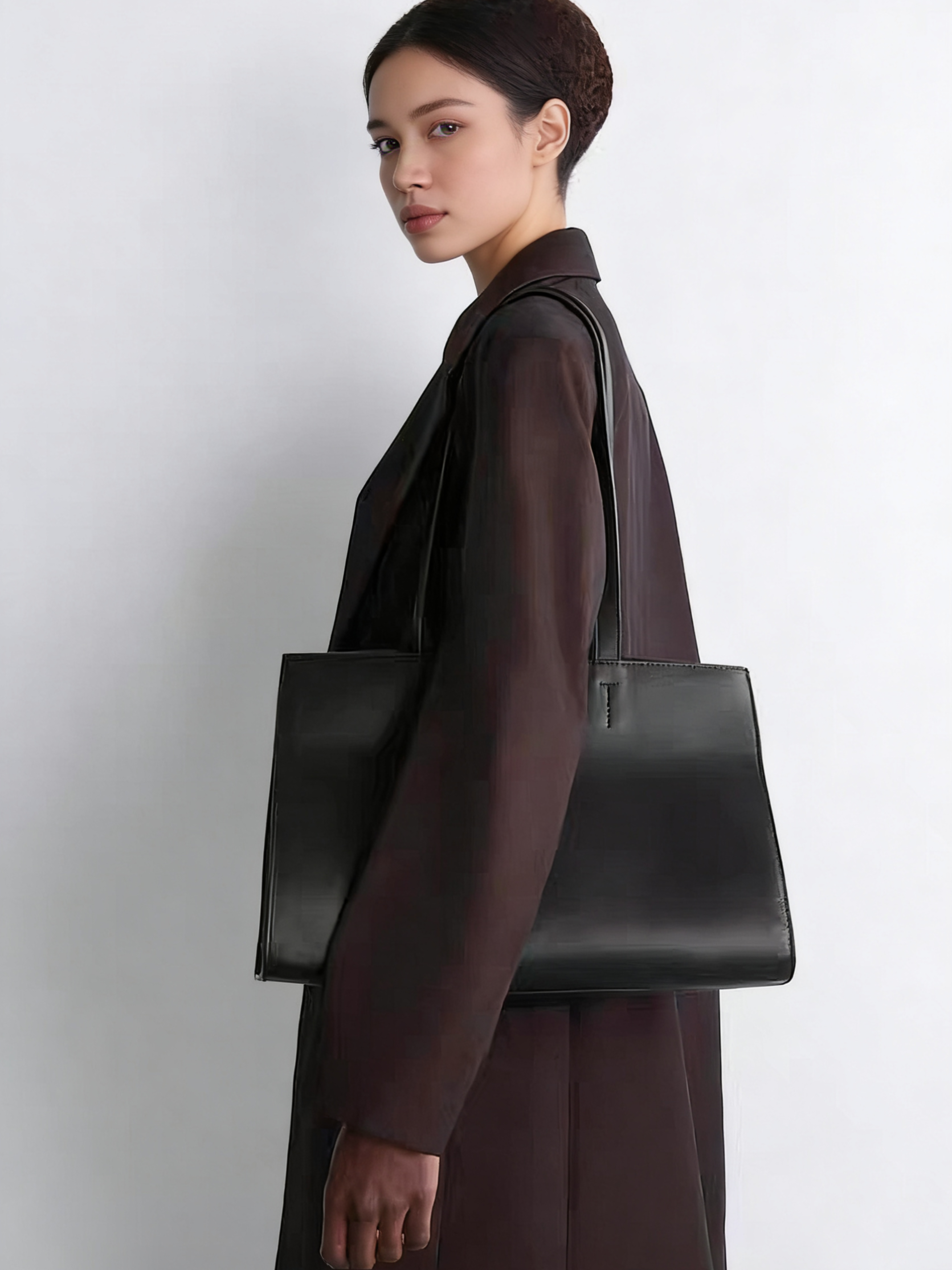 老钱风cosplay 女士真皮单肩包 2026春季新款 大容量翻毛皮托特包