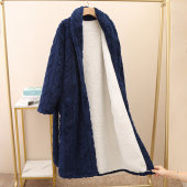 秋冬款 男士 珊瑚绒睡衣可外穿羊羔绒大码 加厚加绒长款 浴袍 睡袍冬季