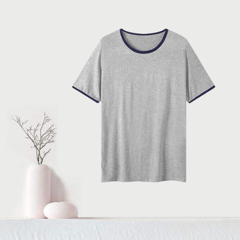 莫代尔睡衣夏季薄款V领加大T恤