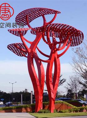 不锈钢雕塑定制圆环广场简约抽象船大型金属镂空鹿水景观落地摆件