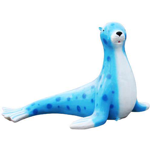 玻璃钢海狮海豹雕塑工艺品仿真铜海洋公园动物水池发光装饰品摆件