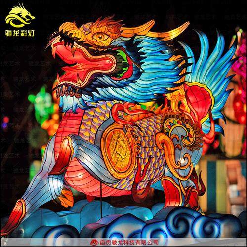 麒麟灯笼花灯神兽山海经文化造型春节彩灯龙生九子灯笼定制工厂