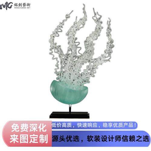 酒店前台八爪鱼创意摆件透明树脂软装饰品售楼部大堂玄关工艺品