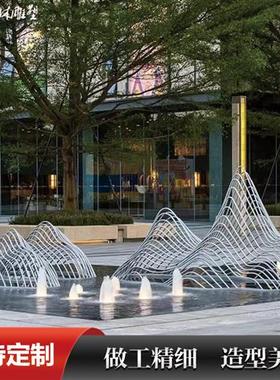 不锈钢镂空假山雕塑户外铁艺切片金属管状山形售楼处水池景观小品