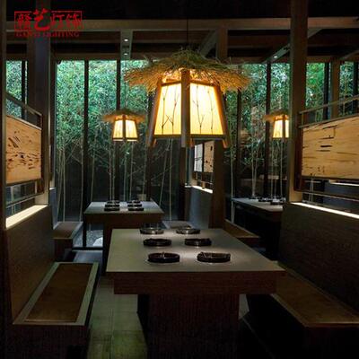 厂家直供竹编吊灯创意个性过道竹屋灯日式餐厅竹编吊灯可定制