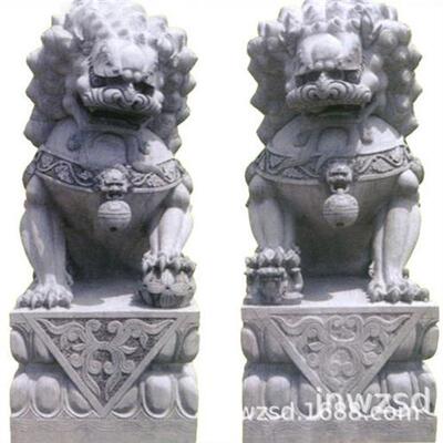 曲阳石刻大门兽多少钱别墅镇门石兽哪里卖石材加工门兽图片大全