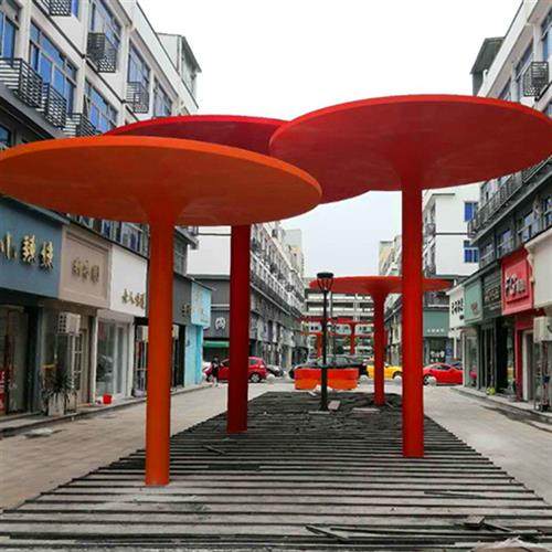 金属雕塑伞型漆面无缝焊接村庄改造全程无忧安装服务户外艺术