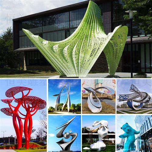 大型不锈钢镜面镂空雕塑园林广场地标构筑物抽象异形金属景观定制