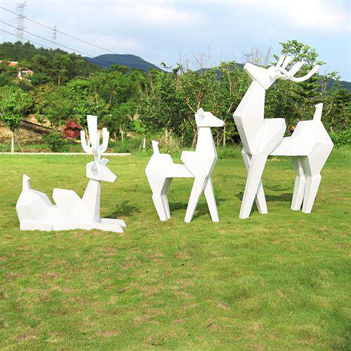玻璃钢户外几何梅花鹿雕塑庭院商场小区地产公园装饰动物创意摆件