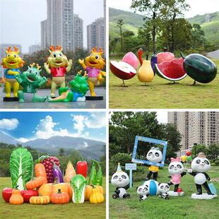 定制雕塑玻璃钢ip文创创意商场摆件动漫卡通形象大型装饰落地摆件