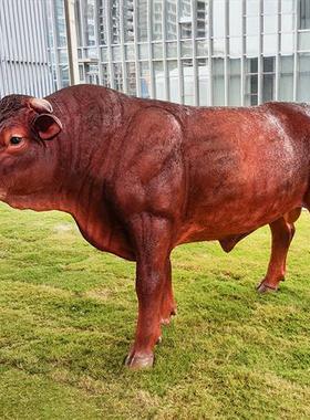 仿真黄牛雕塑室外大型假的装饰品草坪动物摆件玻璃钢摆设园林景观