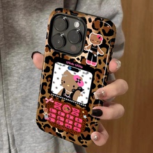 豹纹大哥大kitty 适用苹果16promax新款iPhone15手机壳女生1314高级感小众不撞款12防摔二合一菲林保护套plus