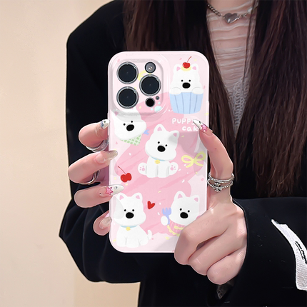 ins少女心可爱蛋糕西高地小狗适用iphone15promax苹果14粉色新款13全包mini防摔xr高级感12菲林8plus11手机壳