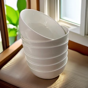 吃饭碗家用新款纯白陶瓷饭碗微波炉米饭碗面碗汤碗粥碗骨瓷碗餐具