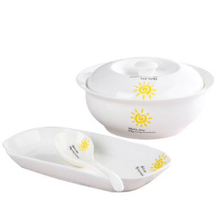 陶瓷2汤碗2汤勺简约家用装汤碗大号汤盆大饭碗装酸菜鱼碗组合餐具