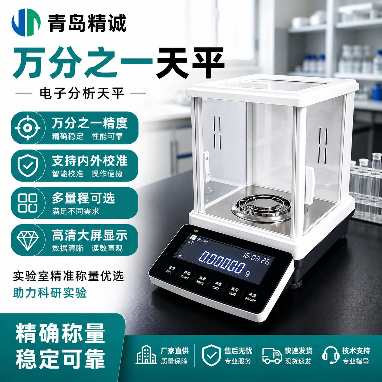 万分之一电子天平实验室 0.1mg精密内校外校高精度电子分析天平