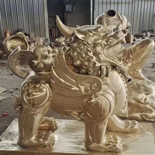 铸铜大型户外纯铜麒麟摆件庭院公司酒店门口风水摆件动物神兽雕塑