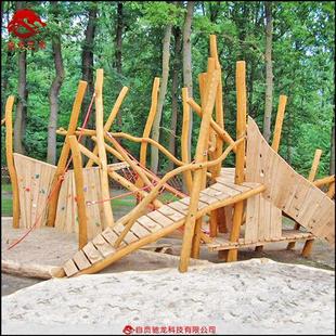 原木游乐无动力乐园攀爬架游乐设施木质工艺品装 置防腐木屋定制