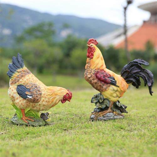 仿真公鸡雕塑庭院农场动物幼儿园别墅装饰工艺品户外母鸡摆件模型