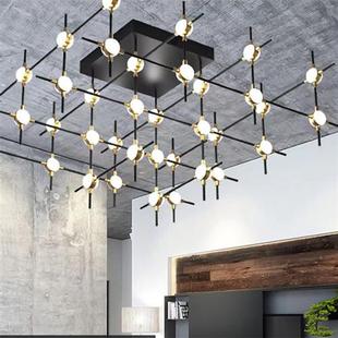 酒店前台铁艺烤漆架子吊灯现代简约客厅咖啡厅吸顶灯led工业风