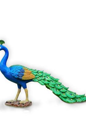 仿真动物雕塑树脂玻璃钢开屏孔雀摆件花园摆件园林户外庭院装饰品