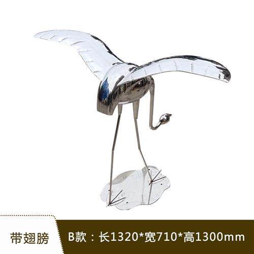 抽象仿真现货不锈钢火烈鸟公园摆件工程雕塑金属锻打抛光镜面装饰
