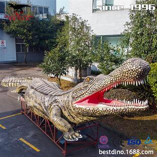 仿真鳄鱼电动机械硅胶爬行玩具大型鳄鱼摆件公园园林景区模型摆件