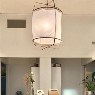 北欧现代简约客厅卧室餐厅民宿loft复式 样板房侘寂风布艺孔明吊灯