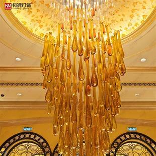 异形玻璃水晶吊灯酒店大堂展厅销售中心工程灯水滴高档工程定制灯