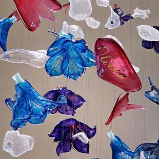 沙盘售楼部彩色花瓣吊灯美容院制作灯具KTV异型鲜艳琉璃花朵灯具