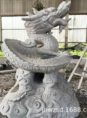 景区石雕大龙头制作山东石刻青龙雕塑报价户外景观石头龙样式图