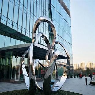 户外大型号落地不锈钢艺术品抽象雕塑装 饰创意水景摆件 置售楼处装
