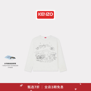 KENZO 首降 25秋冬新品 女士兔子图案长袖 圣诞 T恤衫 新品