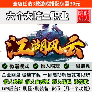 传奇单机版 电脑武侠江湖风云三职业微变秒拾取智能假人GM后台微端